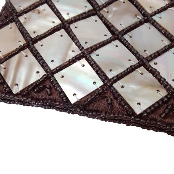 Mad Bags Mad Designs Sea Shell Beaded Clutch Coin Purse Mother of Pearl Pouch - Picture 3 of 7